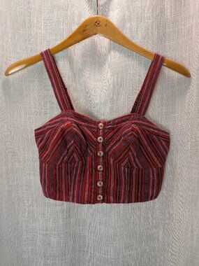 American Eagle Crop Top Striped Boho Daisy Tank Size S/P